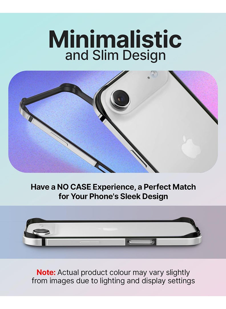 Theodor iPhone 17 Air Aluminum Frame Metal Bumper Frame Slim Hard Case Cover, Metal Frame Armor with Soft Inner Bumper, Raised Edge Protection for iPhone 17 Air 6.5", Natural Grey - Image 4